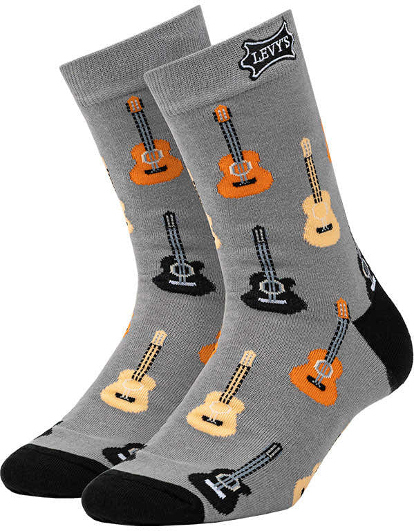 Par de calcetines con motivo de guitarra acústica