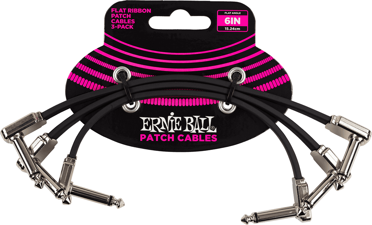 Cables Instrumento Patch Pack de 3 - Acodado Fino & Plano - 15 CM
