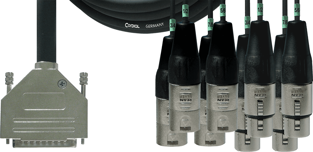 Cable de Interfaz SUB-D/4 XLR Macho + 4 XLR Hembras 3 M