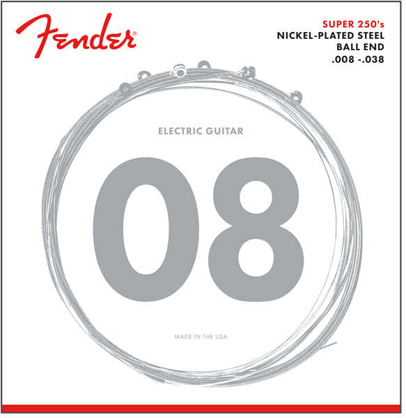 SUPER 250 GUITAR STRINGS NICKEL PLATED STEEL BALL END 250XS GAUGES .008-.038 (6)