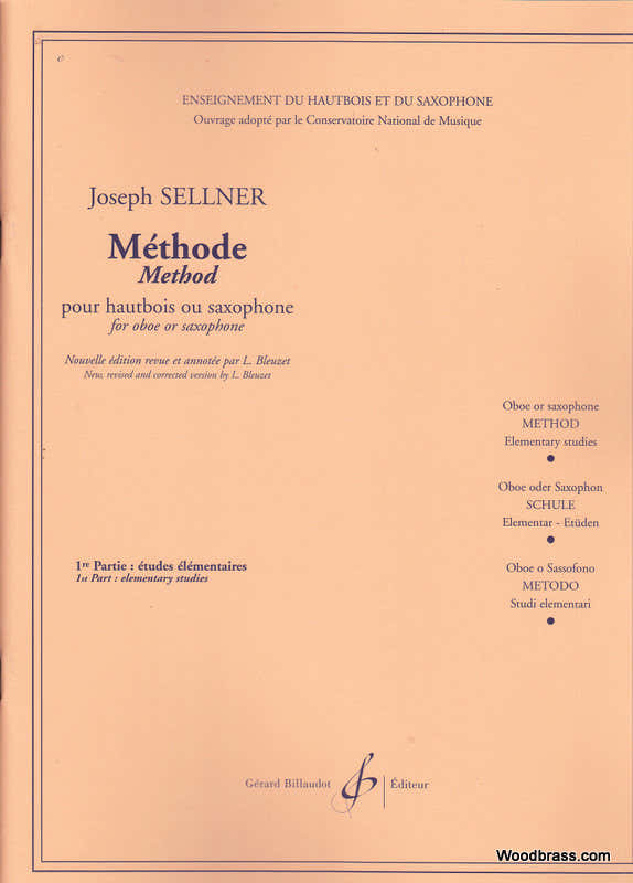 Sellner Joseph - Methode Vol.1 - Etudes Elementaires - Pour Hautbois Ou Saxophone