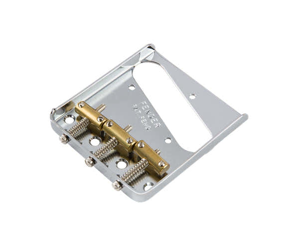 3-SADDLE AMERICAN VINTAGE TELECASTER BRIDGE ASSEMBLY WITH BRASS SADDLES (CHROME)