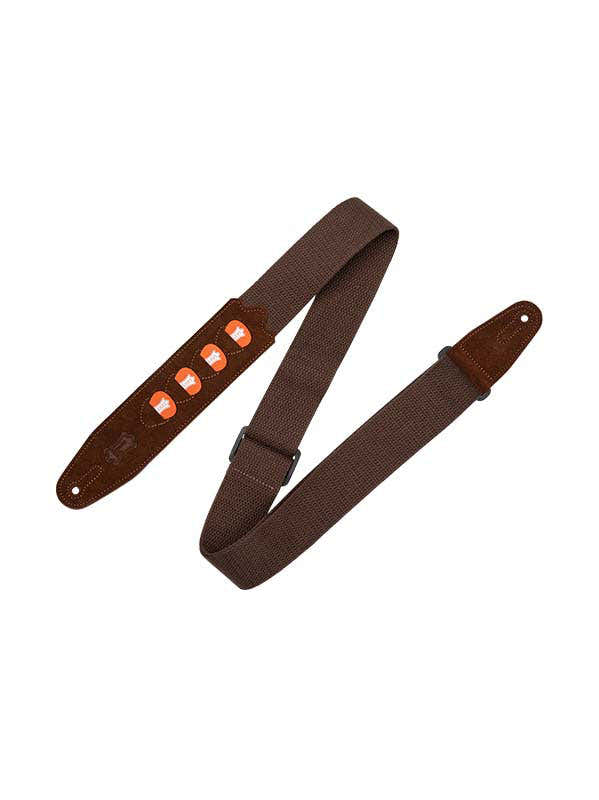 Correa de algodón con 4 soportes para púas 5 cm - Marrón