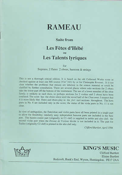 Rameau Suite From : Les f?àö?Ñ¢tes D'HéBé Ou Les Talents Lyriques
