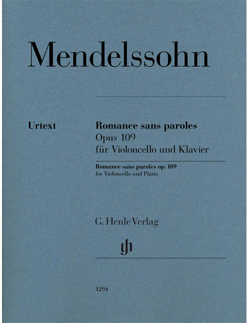 MENDELSSOHN F. - ROMANCE SANS PAROLES OP.109 - VIOLONCELLE & PIANO
