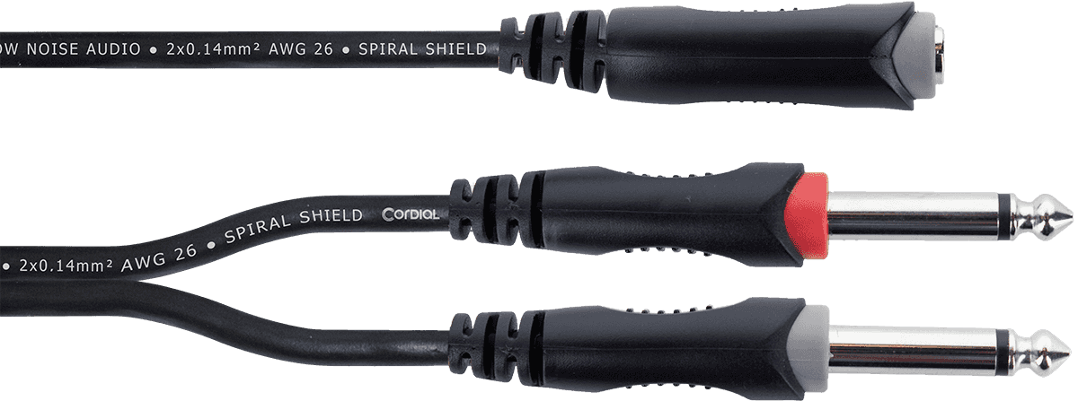 Cable Y Derivación Jack Estéreo Hembra / 2 Jacks Mono Machos 30 cm