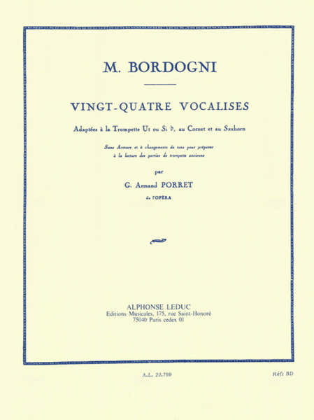 Bordogni. VINGT-quatre Vocalises - Trompette
