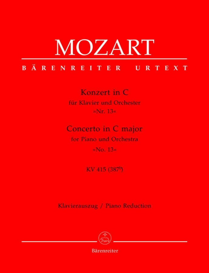 MOZART W.A. - CONCERTO EN DO MAJEUR POUR PIANO ET ORCHESTRE N°13 KV 415 - REDUCTION PIANO