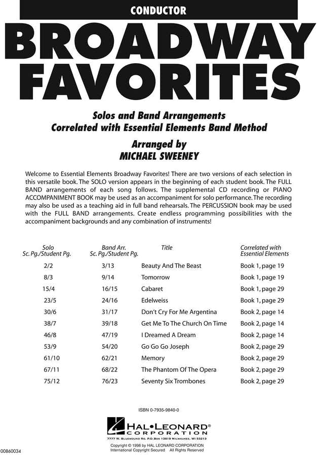 Essential Elements Broadway Favorites