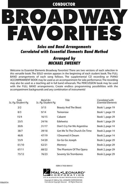 Essential Elements Broadway Favorites