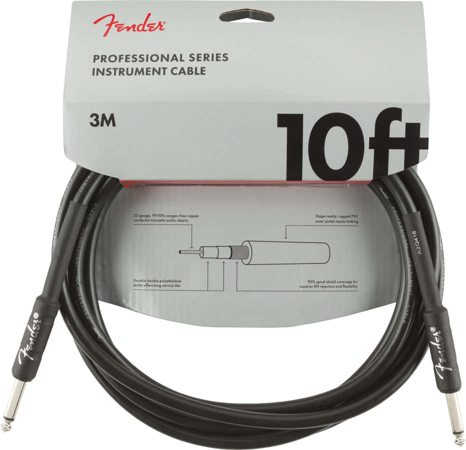 PROFESSIONAL INSTRUMENT CABLE STRAIGHT/STRAIGHT 10' BLACK