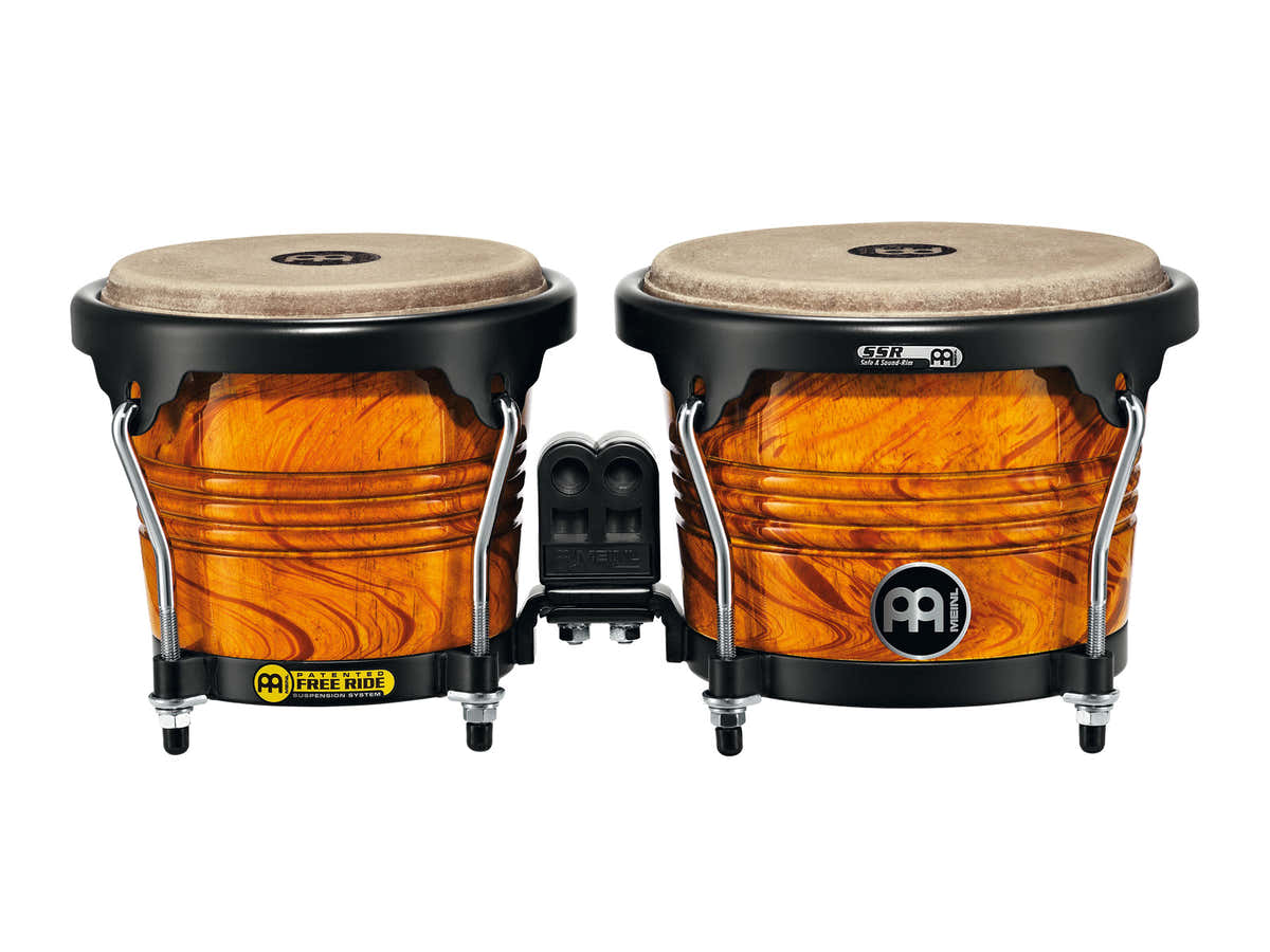MARATHON DESIGNER SERIES (DE PATENT) FWB190 WOOD BONGO 6 3/4 MACHO AND 8 HEMBRA AMBER FLAME