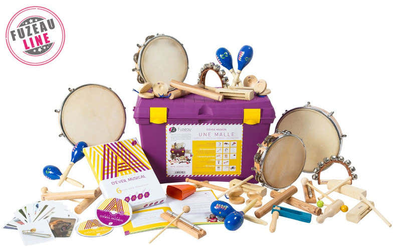 Melodic Yellow Musical Discovery Workshop Trunk with 24 instruments for kids