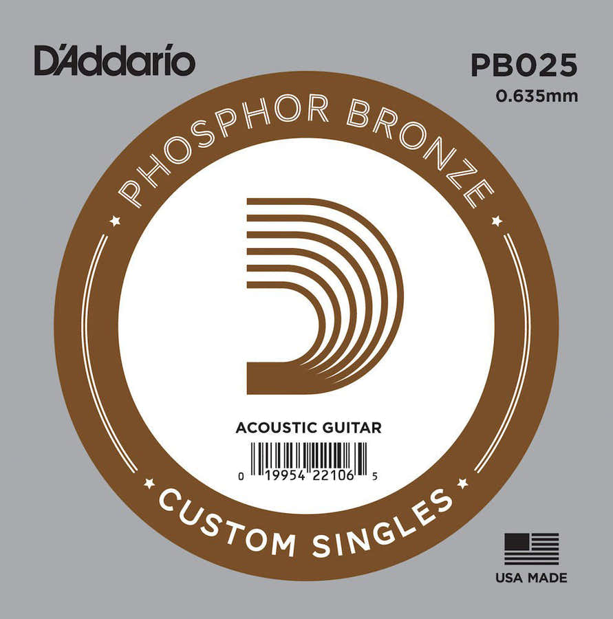 PB025 PHOSPHOR BRONZE WOUND ACOUSTIC GUITAR SINGLE STRING .025
