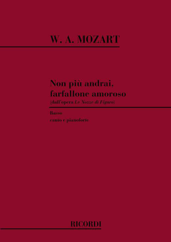 MOZART W.A. - LE NOZZE DI FIGARO: NON PIU' ANDRAI FARFALLONE AMOROSO - CHANT ET PIANO