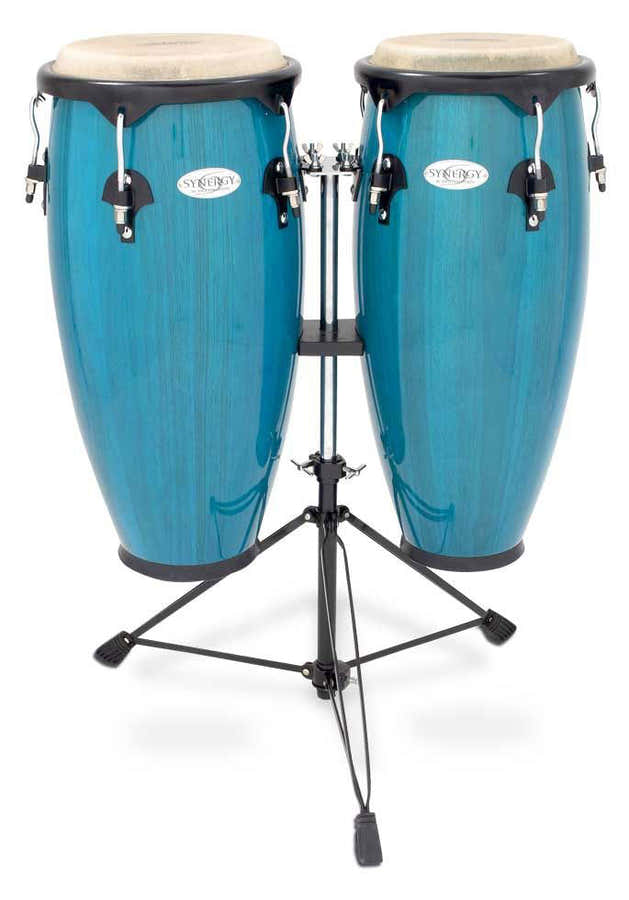 SERIES WOOD CONGA SET WITH STAND 10'' AND 11'' DOUBLE STAND BLUE 2300BB