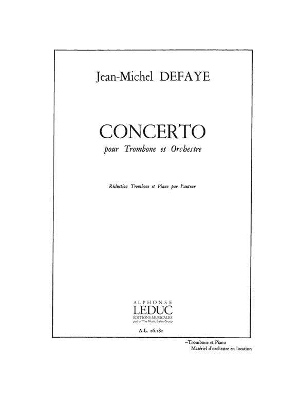 Defaye JEAN-michel - Concerto Pour Trombone et Orchestre - Trombone & Piano