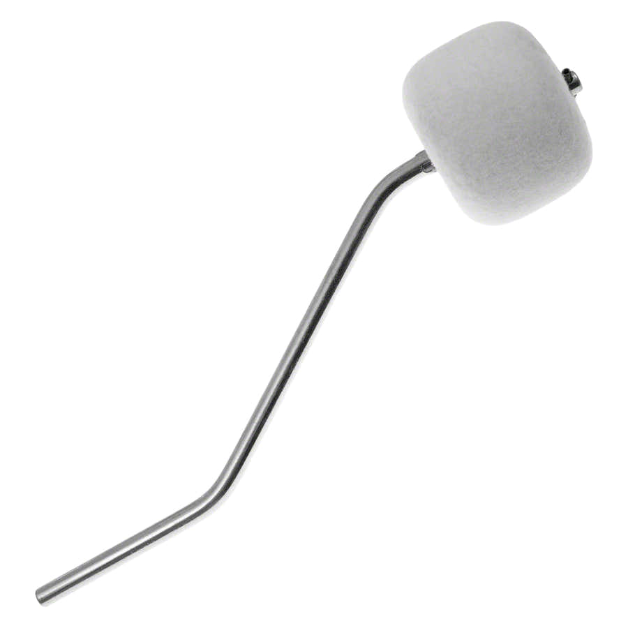 306B - Maza de Fieltro Blanco Vástago Cromado Curvada para Doble Pedal