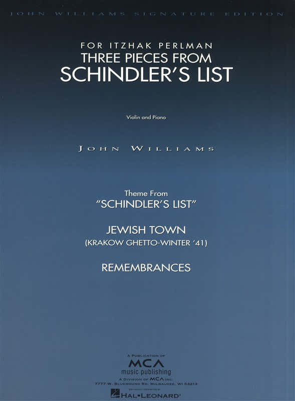 John Williams Three Pieces From Schindler's List - Violin