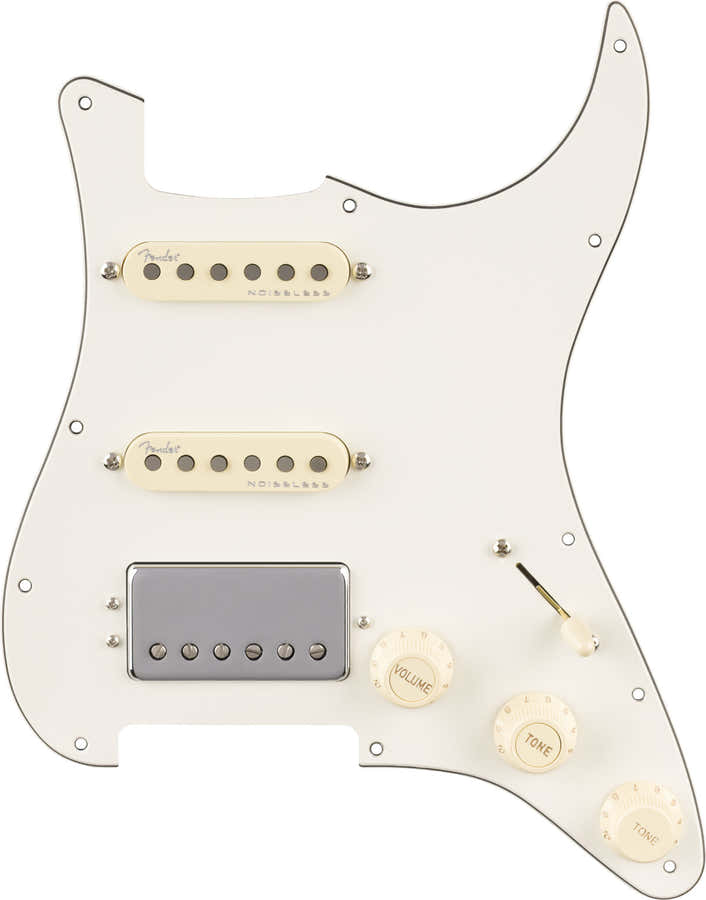 Golpeador Strat precableado Quadra Tap/Ultra Noiseless HSS Pergamino 11 agujeros PG