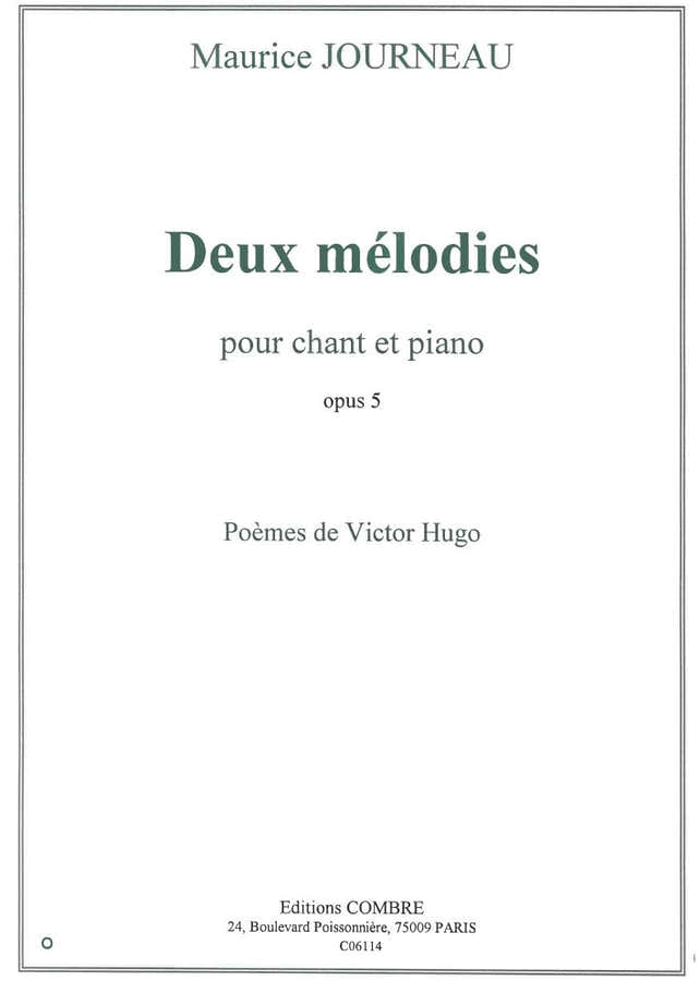 Journeau - 2 Mélodies Op. 5 - Soprano Ou Ténor et Piano