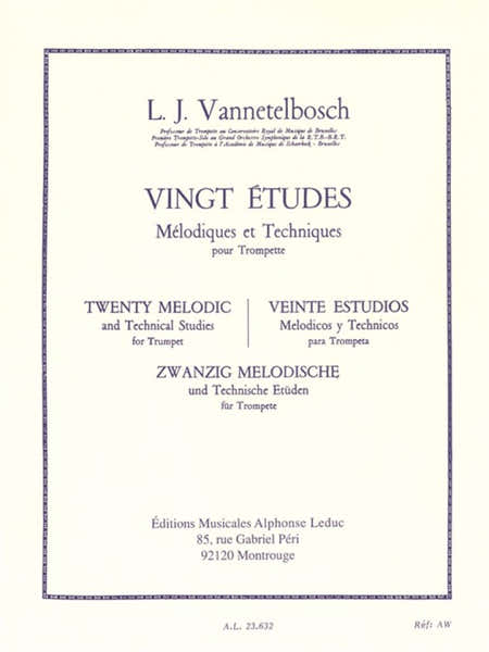 Vannetelbosch Louis Julien - 20 Etudes Melodiques et Techniques - Trompette