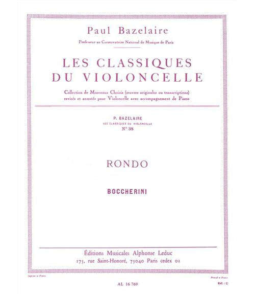BOCCHERINI L. (ARR. BAZELAIRE) - RONDO - VIOLONCELLE ET PIANO
