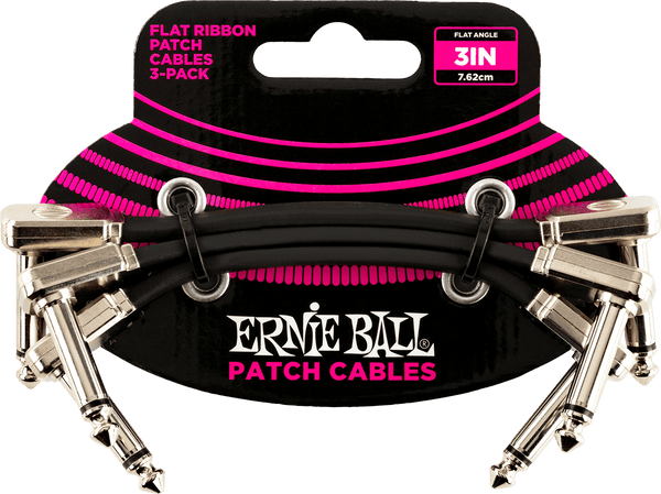 Cables Instrumento Patch Pack de 3 - Acodado Fino & Plano - 7,5 Cm
