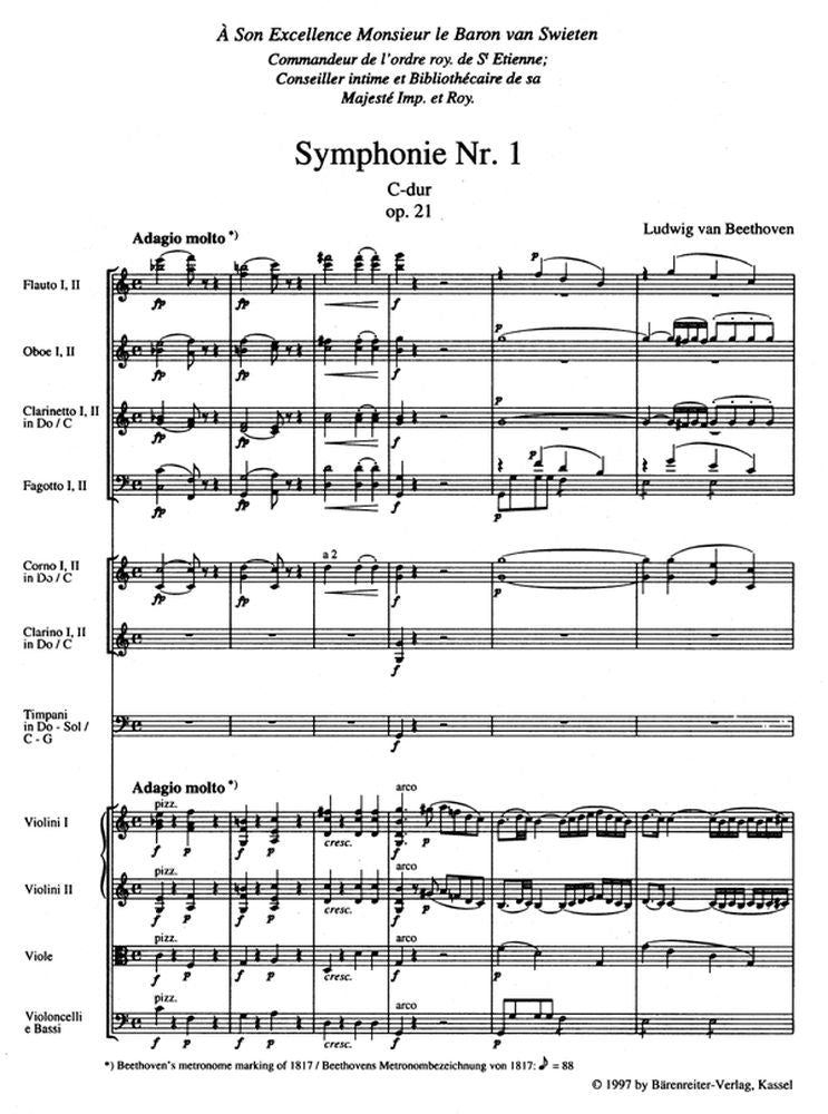 Beethoven L.von - Symphonie N°1 En Do Majeur Op.21 - Partitura de bolsillo