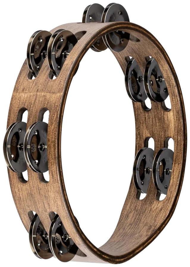 Pandereta Madera 8 Marrón Címbalos Latón