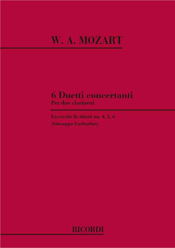 MOZART W.A. - 6 DUETOS CONCERTANTES - DUETOS N.º4 5 6 - CLARINETE