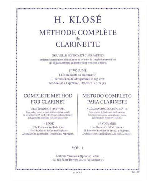 Méthode Complète De Clarinette Vol.1 - Klosé