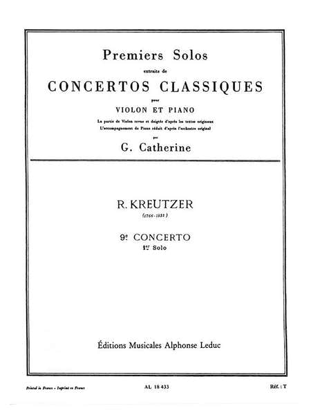 KREUTZER R. - SOLO N°1 FROM CONCERTO N°9 IN E MINOR - VIOLON ET PIANO