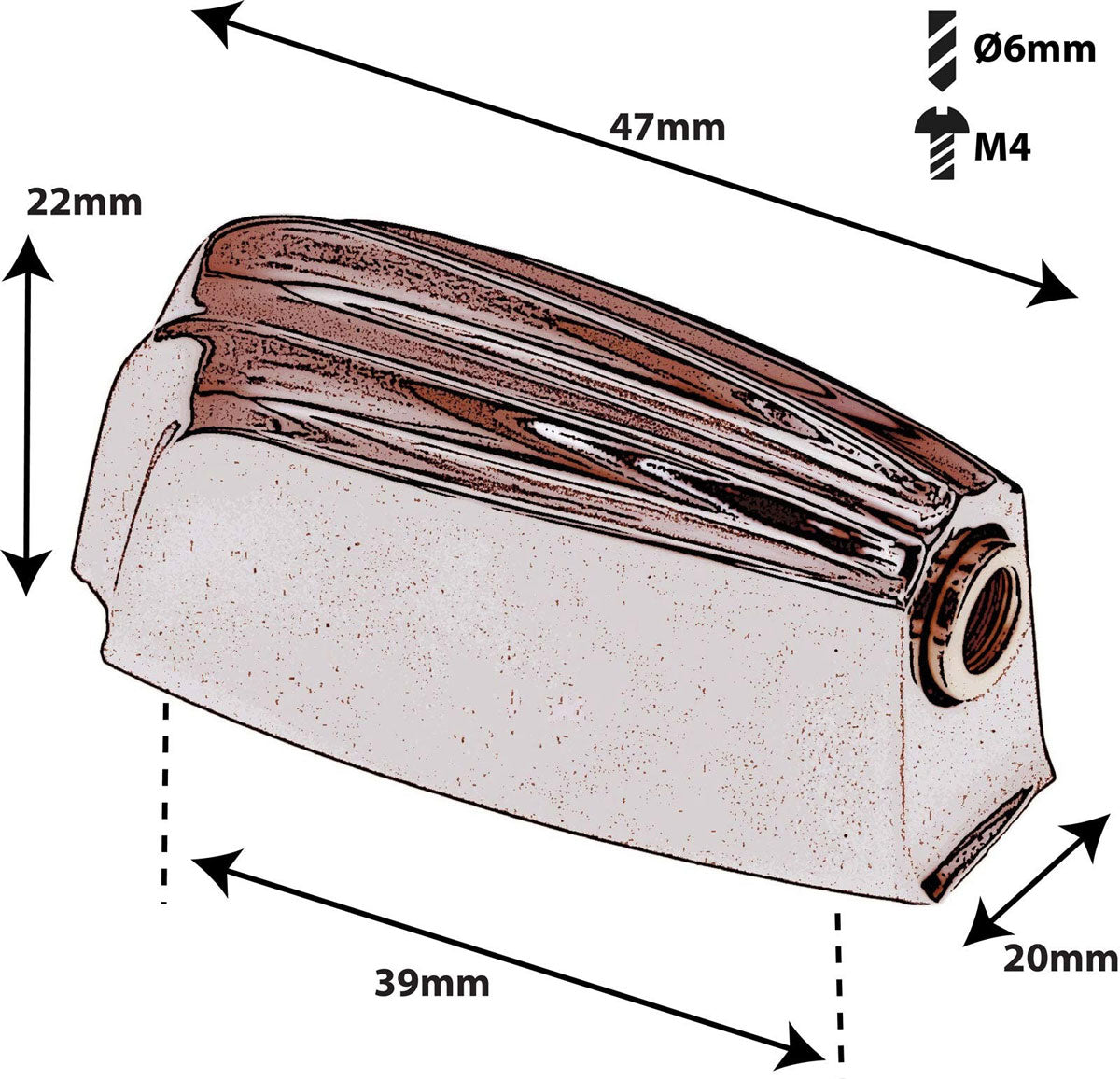 L23Sdtt-Co Bellota De Caja Tom 39Mm Cobre X1