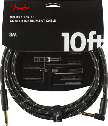 DELUXE INSTRUMENT CABLE STRAIGHT/ANGLE 10' BLACK TWEED