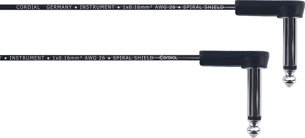 Cable Patch Plano Para Guitarra Con Jacks Acodados 15 CM