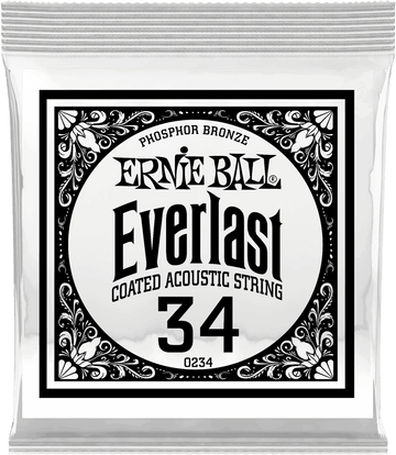 .034 EVERLAST COATED PHOSPHOR BRONZE ACOUSTIC GUITAR STRINGS