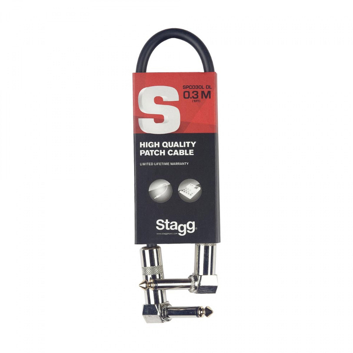 SPC030L DL Cable de patch mono jack/jack (M/M acodado) 30 cm metal