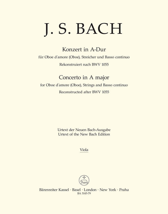 Bach J. S. - Concerto In A Major BWV 1055 - Alto