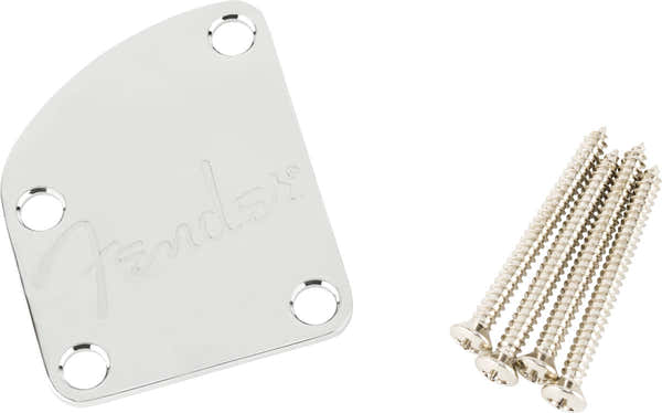 Placa contorneada Deluxe del mástil de 4 tornillos con logo (cromo)