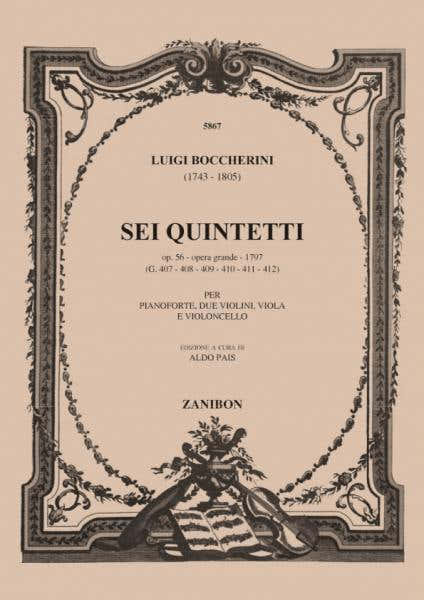 BOCCHERINI L. - SEI QUINTETTI - 2 VIOLONS ALTO VIOLONCELLE ET PIANO