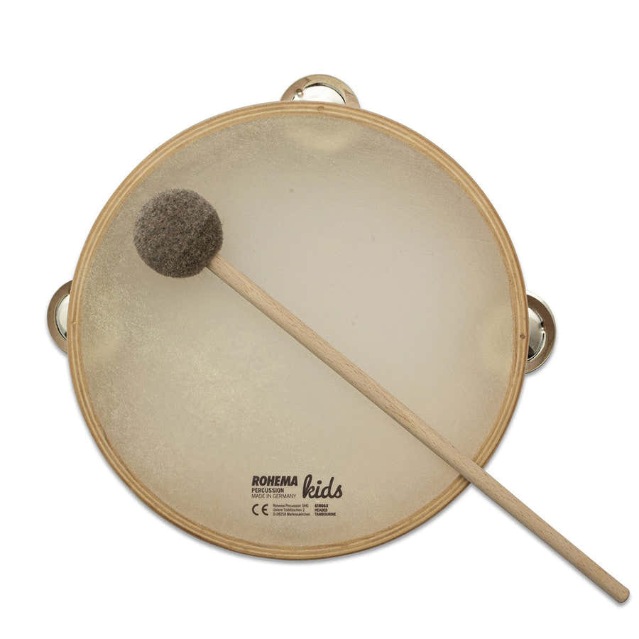 ROHEMA HEADED TAMBOURINE 20CM + 1 BEATER