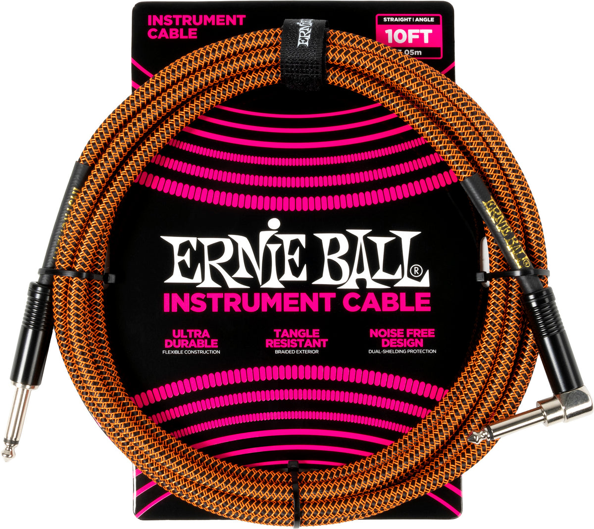 Ernie Ball Funda Trenzada Acodada 3m Naranja y Negro