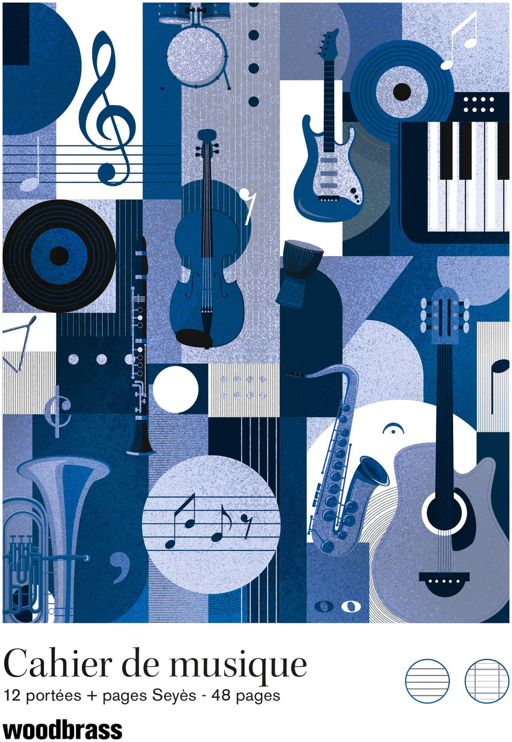 Woodbrass Cuaderno de música 12 Pautas + páginas Seyes - 48 páginas
