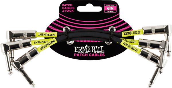 Cables de instrumento Patch Paquete de 3 - Acodado - 15CM Negro