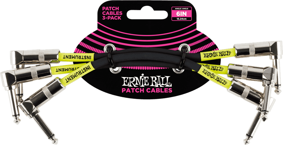Cables de instrumento Patch Paquete de 3 - Acodado - 15CM Negro