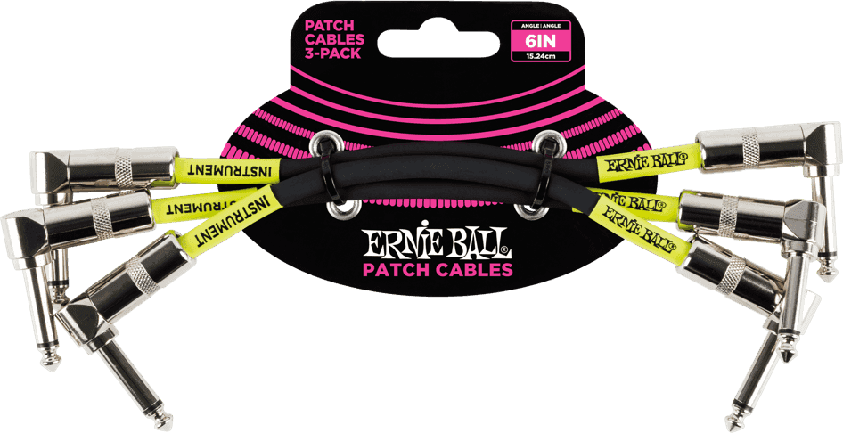 Cables de instrumento Patch Paquete de 3 - Acodado - 15CM Negro