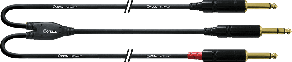 Cordial Cable de Audio Jack Estéreo - 2 Jacks Mono Largos 3 M