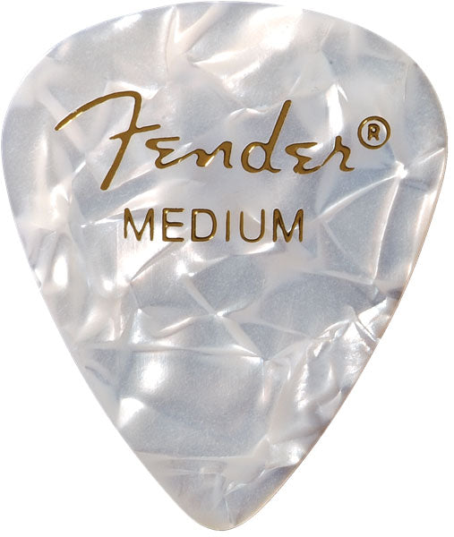 Fender Premium Púas de celuloide forma 351 Medianas White Moto paquete de 12