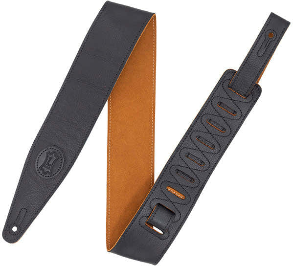 LEATHER STRAP WITH COLORED SUEDE BACK 6,35 CM - BLACK-HONEY